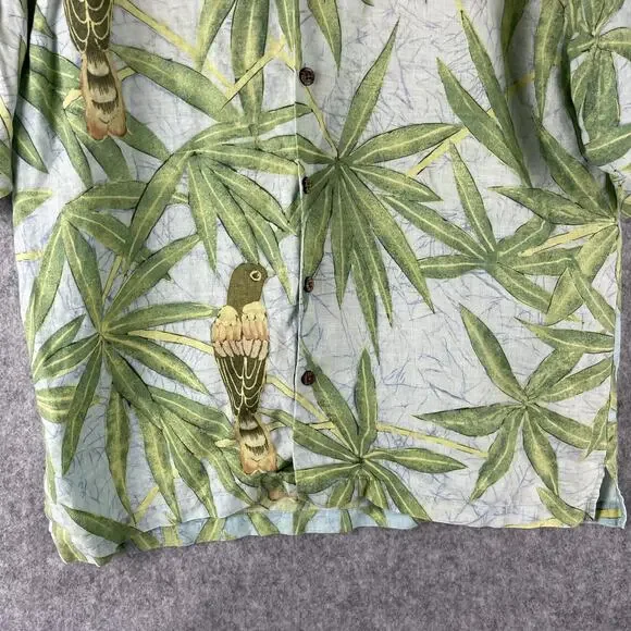 Tommy Bahama Linen Camp Shirt Mens XL Button Up Tropical Parrot Aloha Hawaiian - Picture 3 of 15